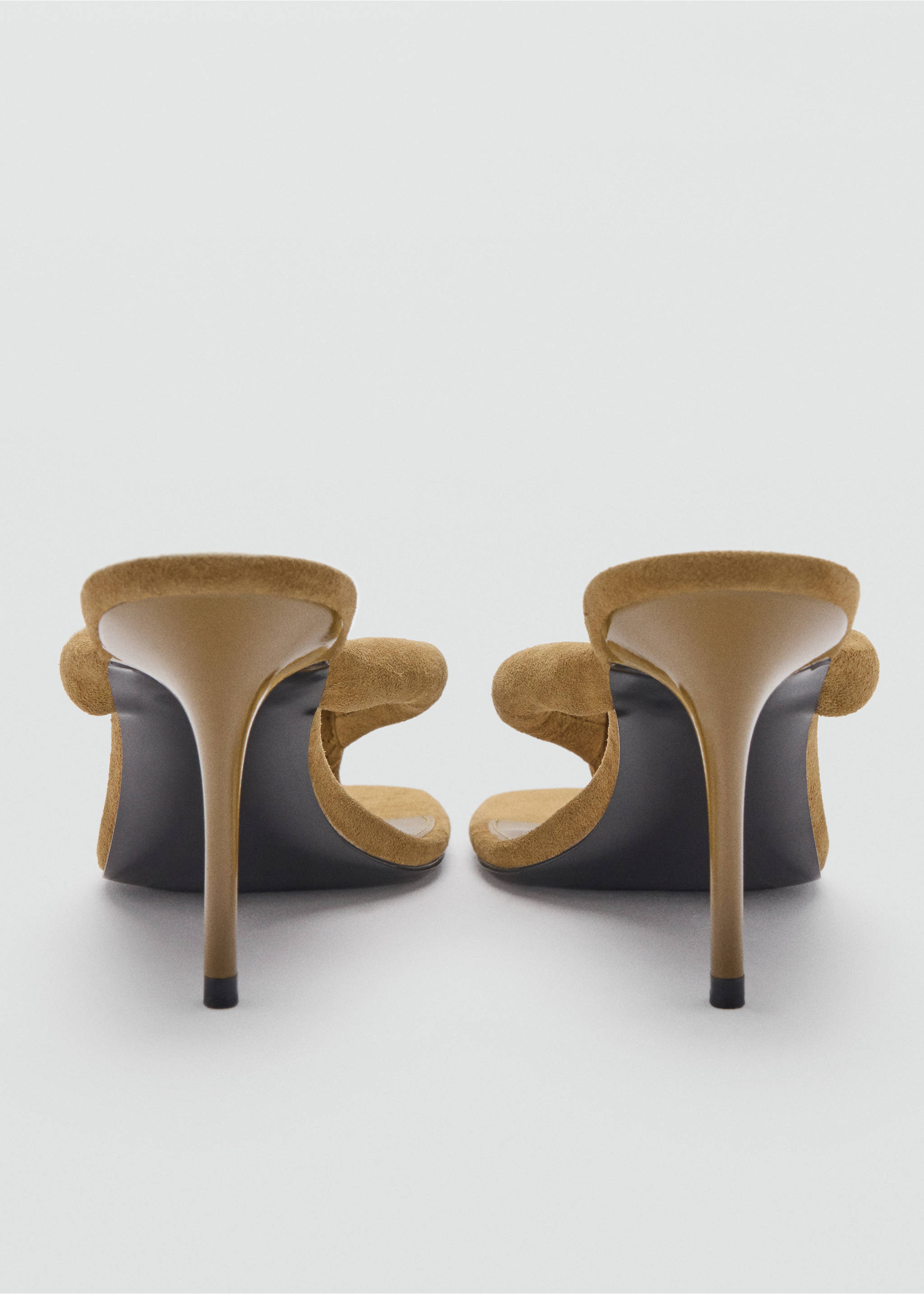 Leather heeled sandals with padded straps - Details of the article 2, Khaki. Ref: 37094795-00.