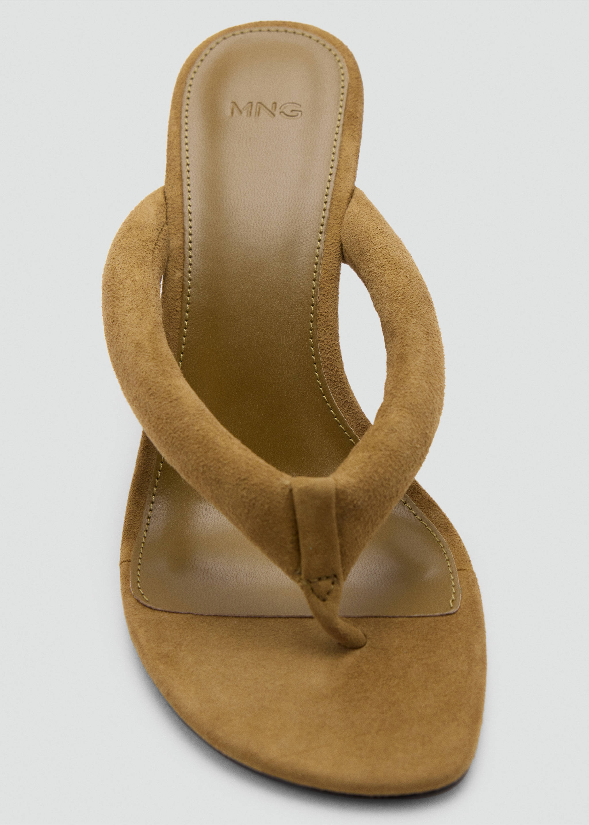 Leather heeled sandals with padded straps - Details of the article 3, Khaki. Ref: 37094795-00.