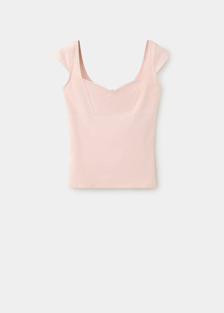 Knitted top with sweetheart neckline — Pink