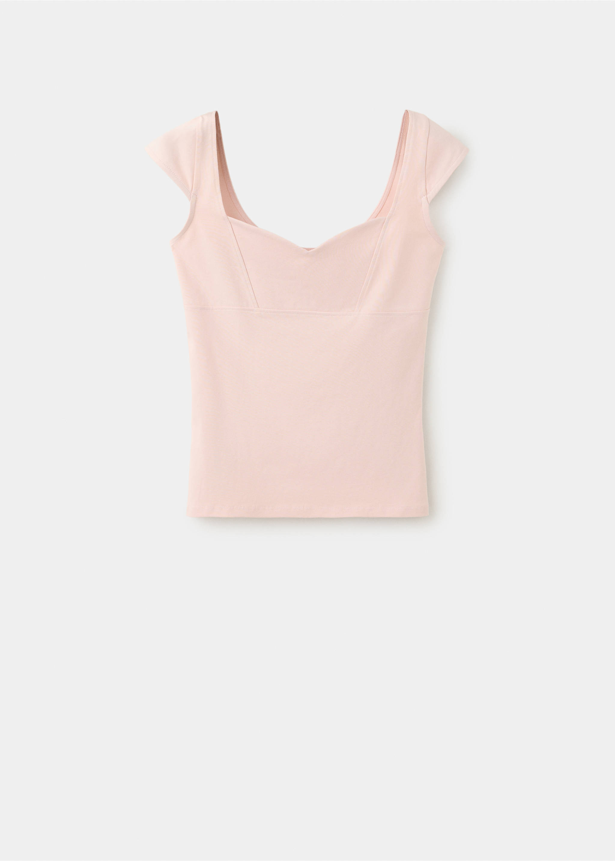 Fitted V-neck top - Article without model, Pink. Ref: 37094796-00.
