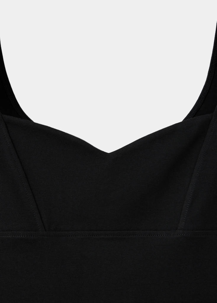 Knitted top with sweetheart neckline — Black
