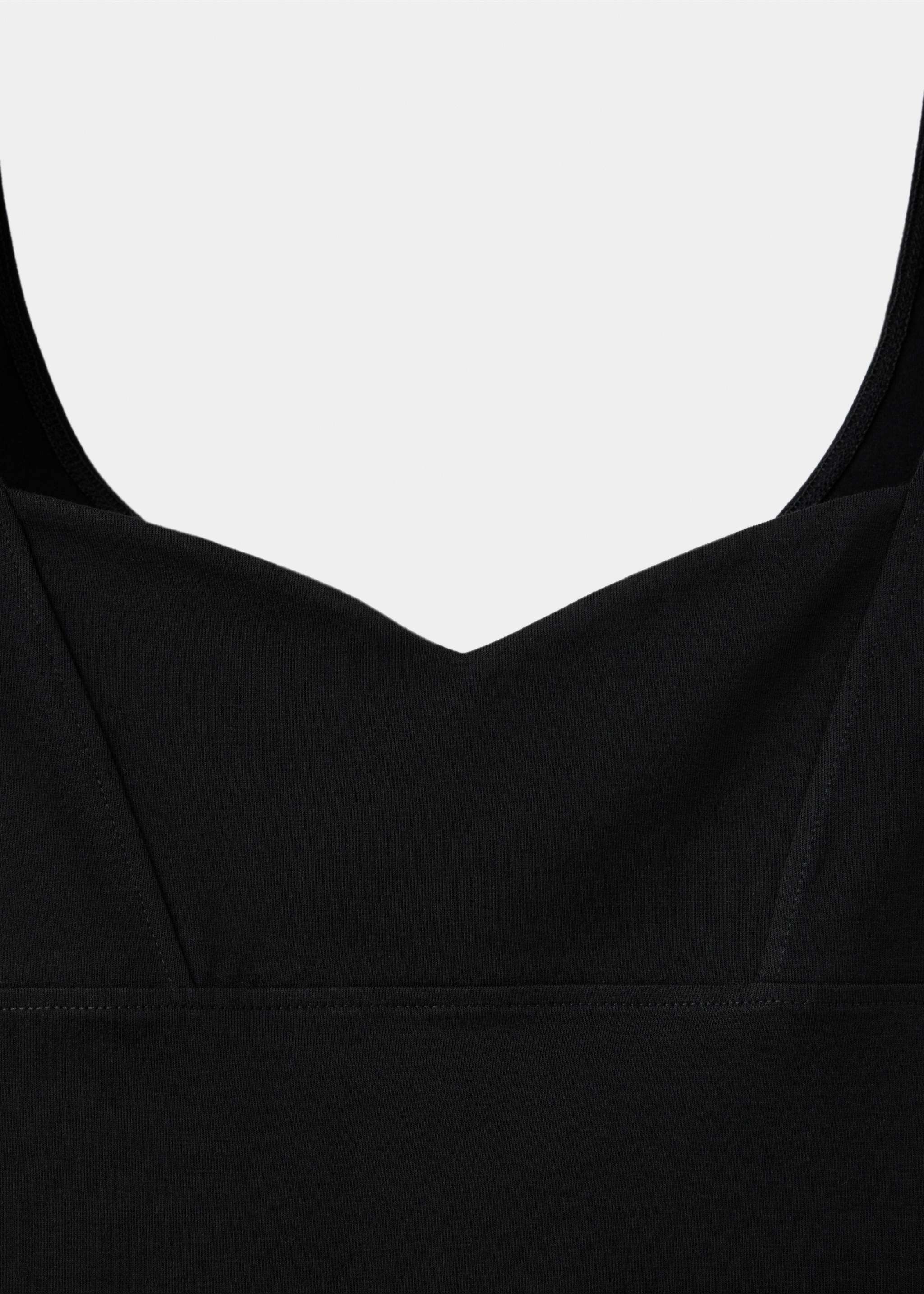 Fitted V-neck top - Details of the article 8, Black. Ref: 37094796-00.