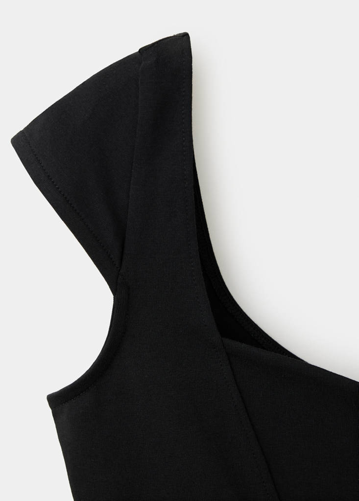 Knitted top with sweetheart neckline — Black