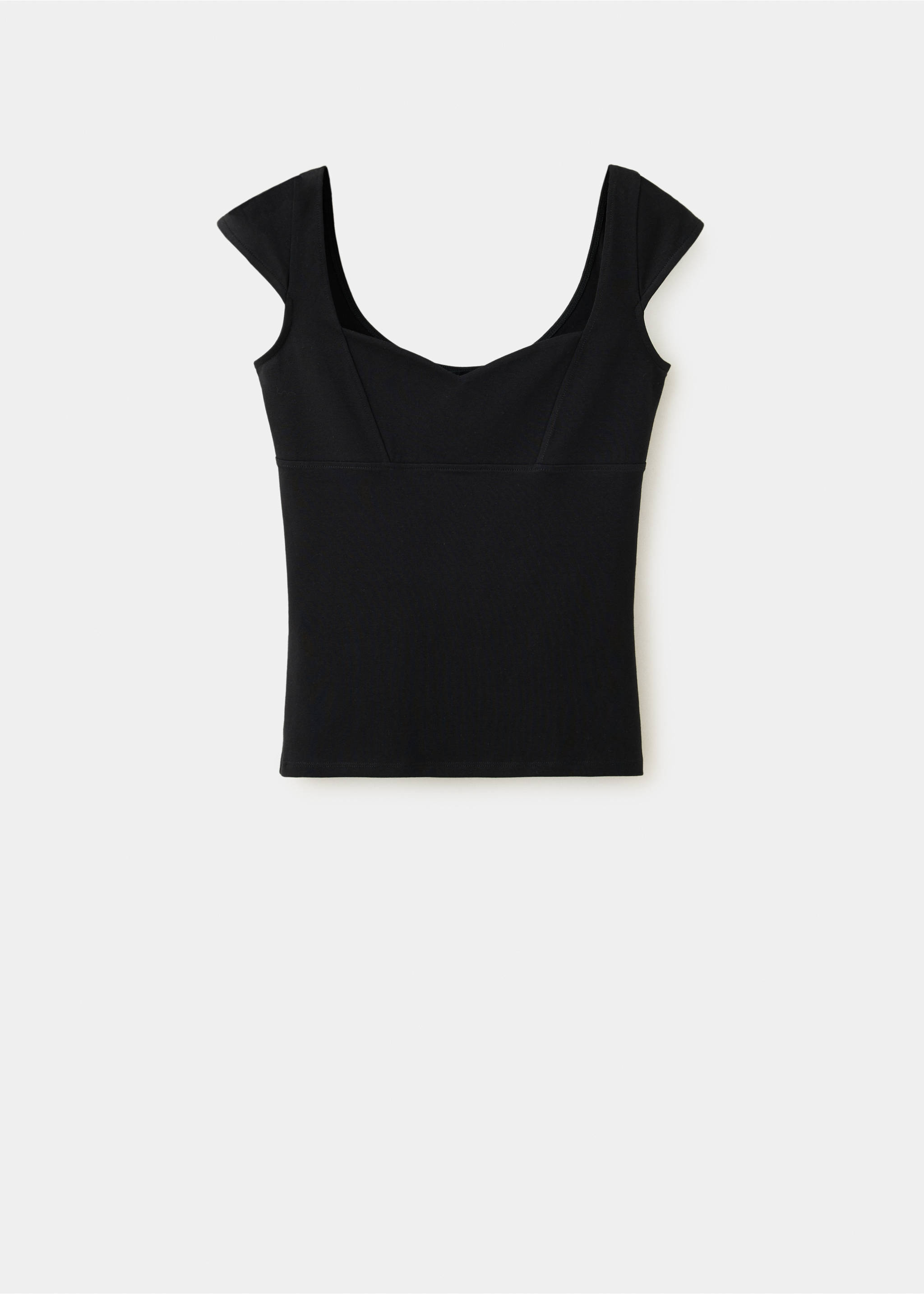 Fitted V-neck top - Article without model, Black. Ref: 37094796-00.