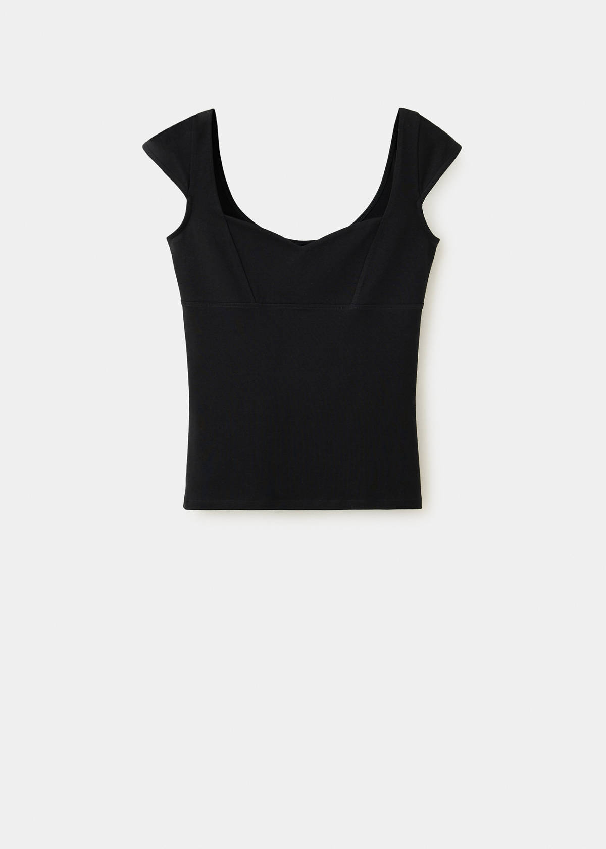 Knitted top with sweetheart neckline — Black