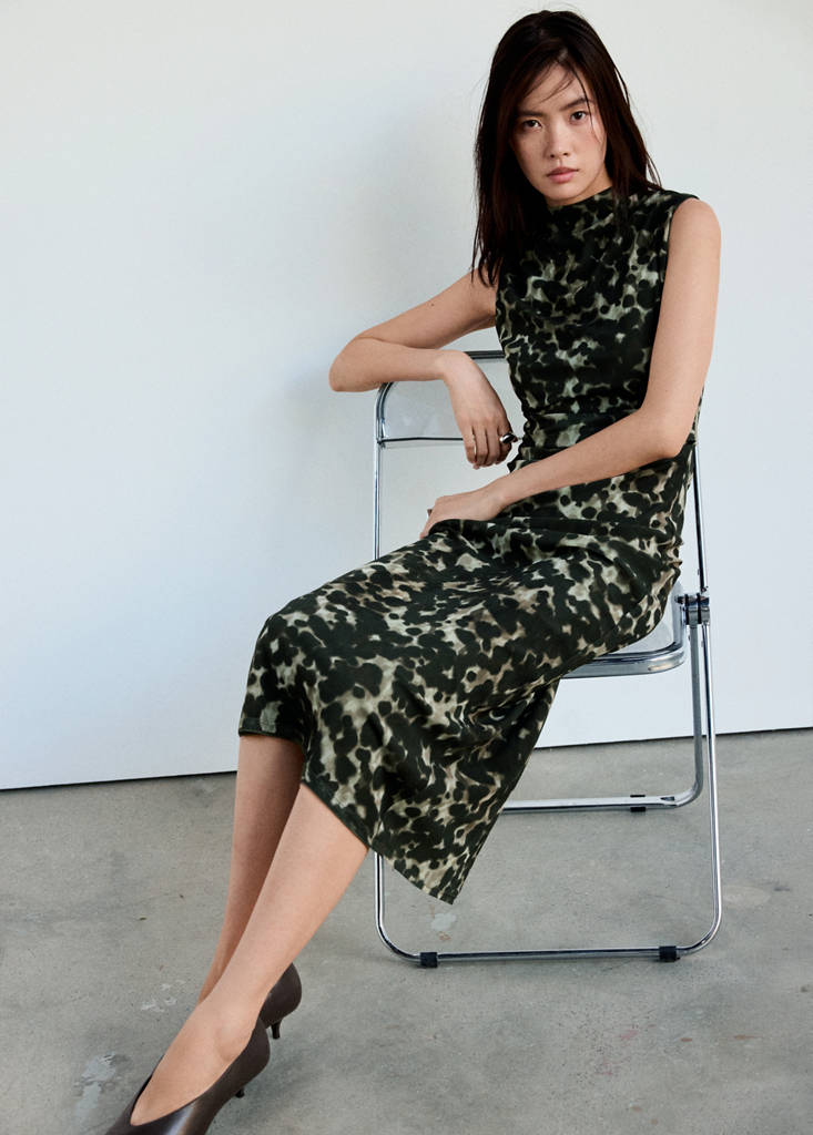 Printed mesh dress — Grey