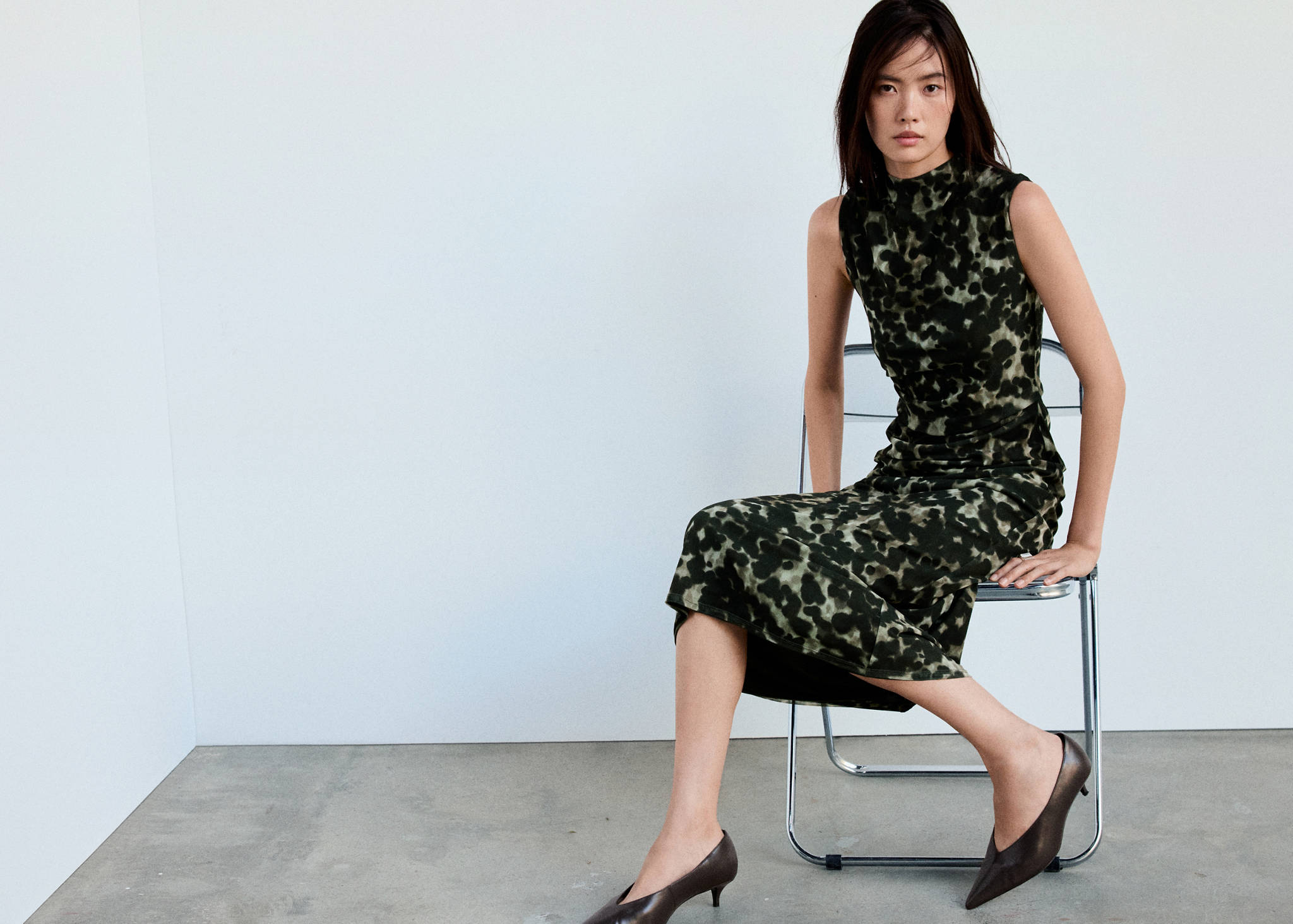 Printed mesh dress - Panoramic plane