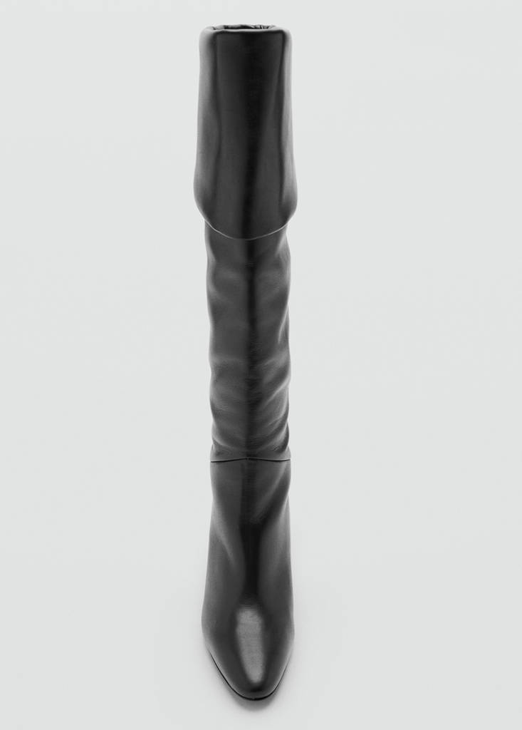 Leather stiletto-heel boot — Black