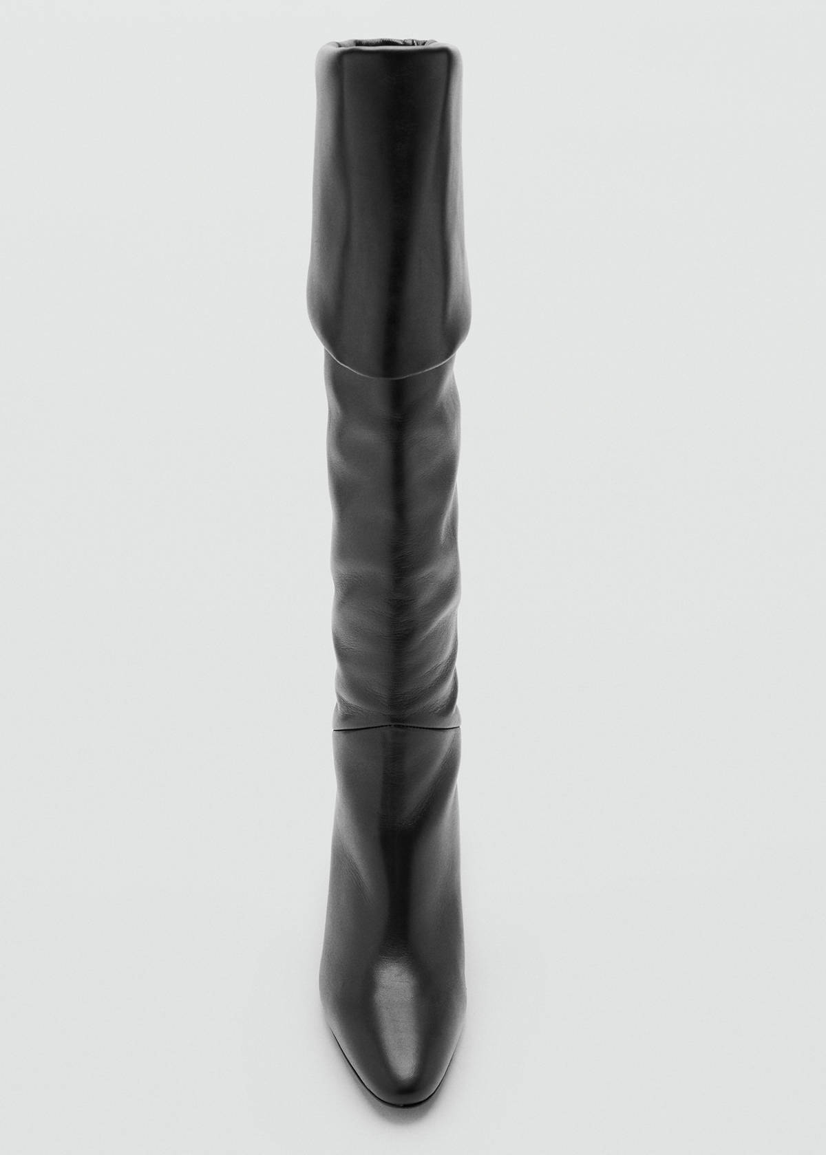 Leather stiletto-heel boot — Black