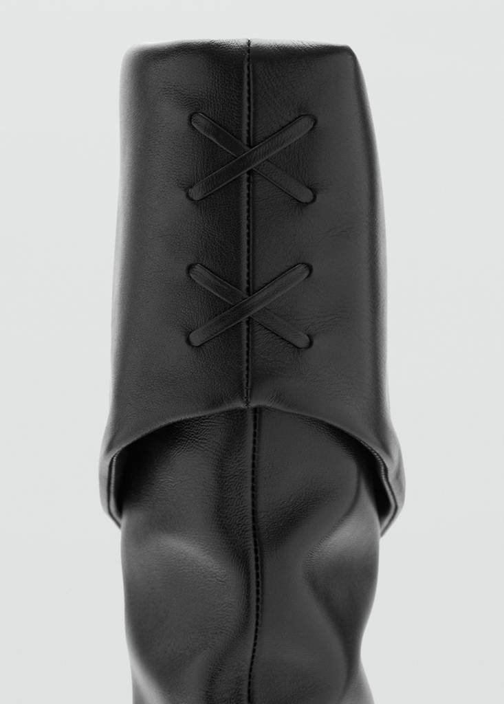 Leather stiletto-heel boot — Black