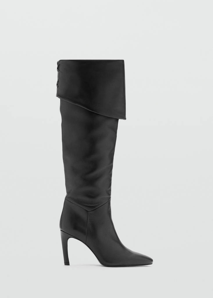 Leather stiletto-heel boot — Black