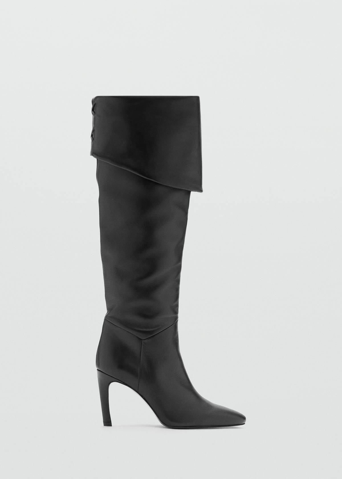 Leather stiletto-heel boot — Black