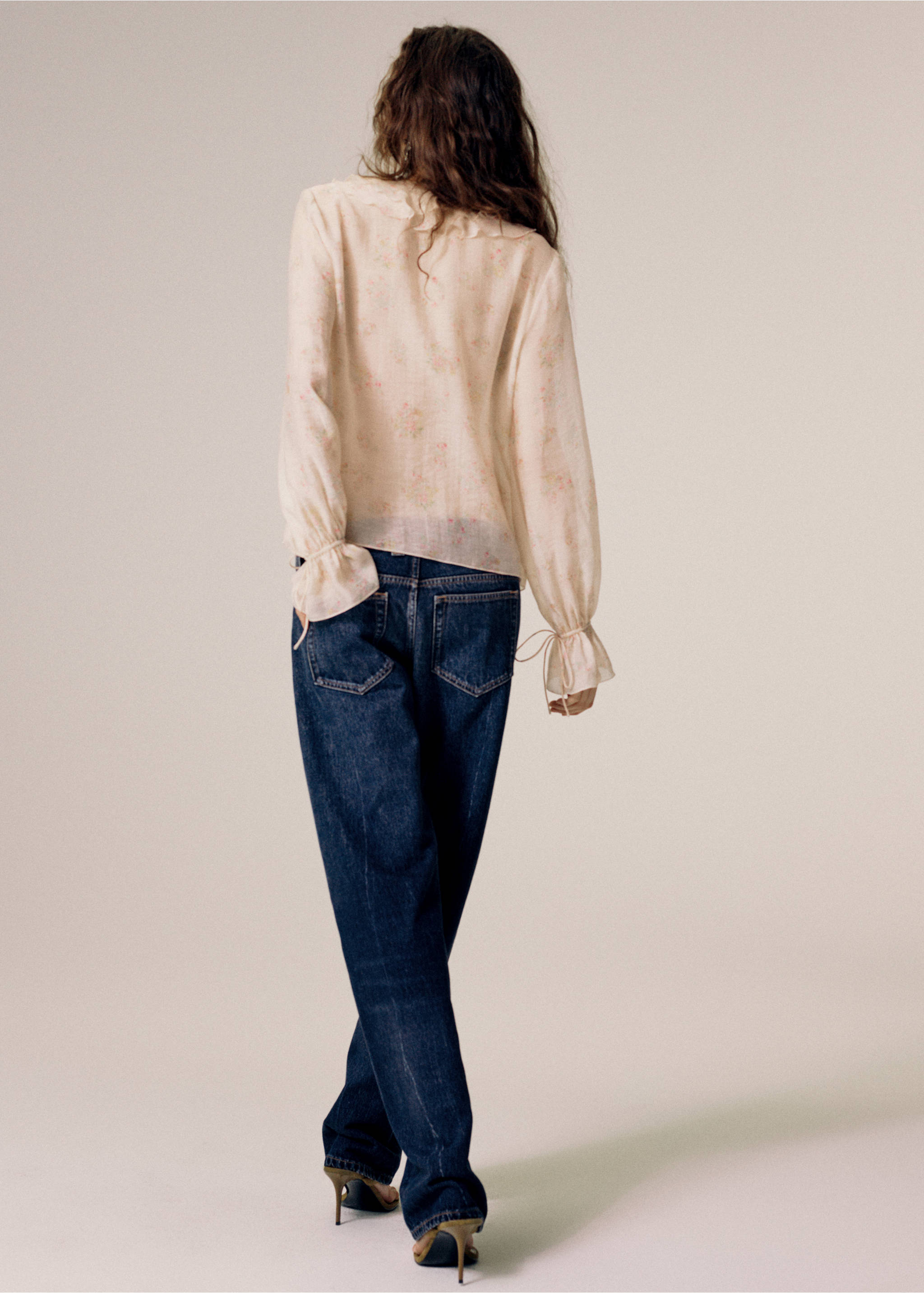 Floral lyocell blouse - Reverse of the article, Pastel Pink. Ref: 37094799-00.