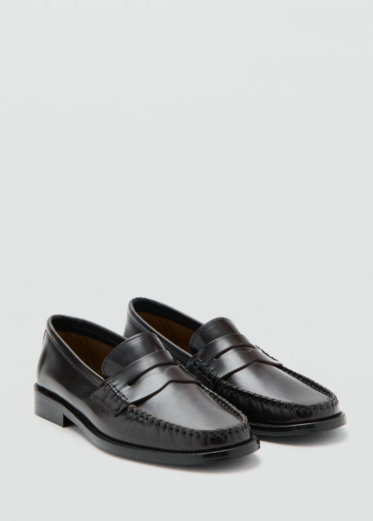 Gathered leather loafers — Chocolate