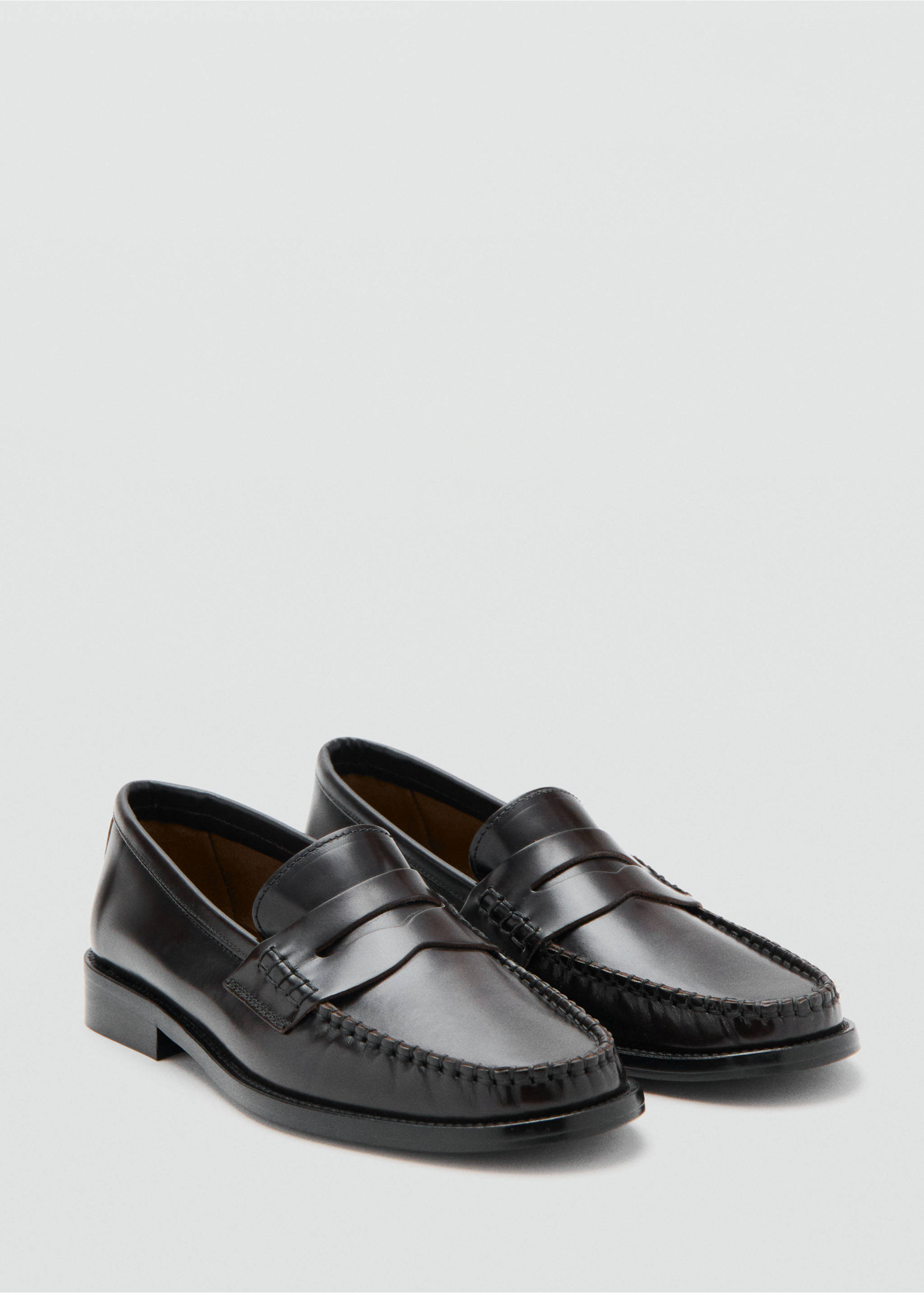 Gathered leather loafers - Medium plane, Chocolate. Ref: 37095148-00.