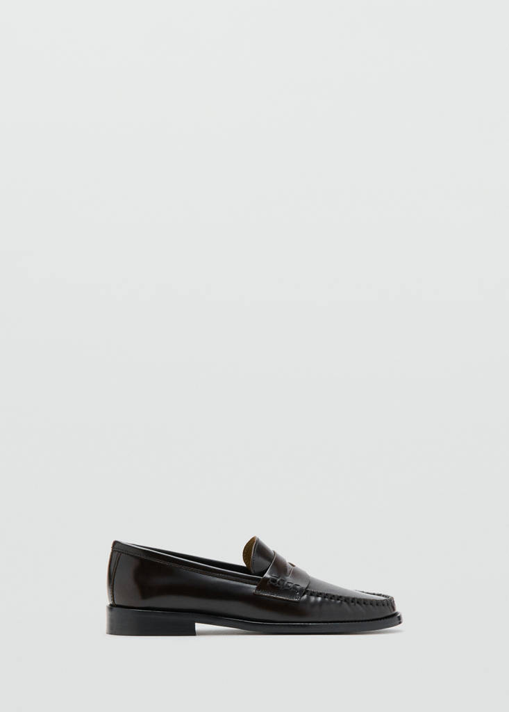 Gathered leather loafers — Chocolate