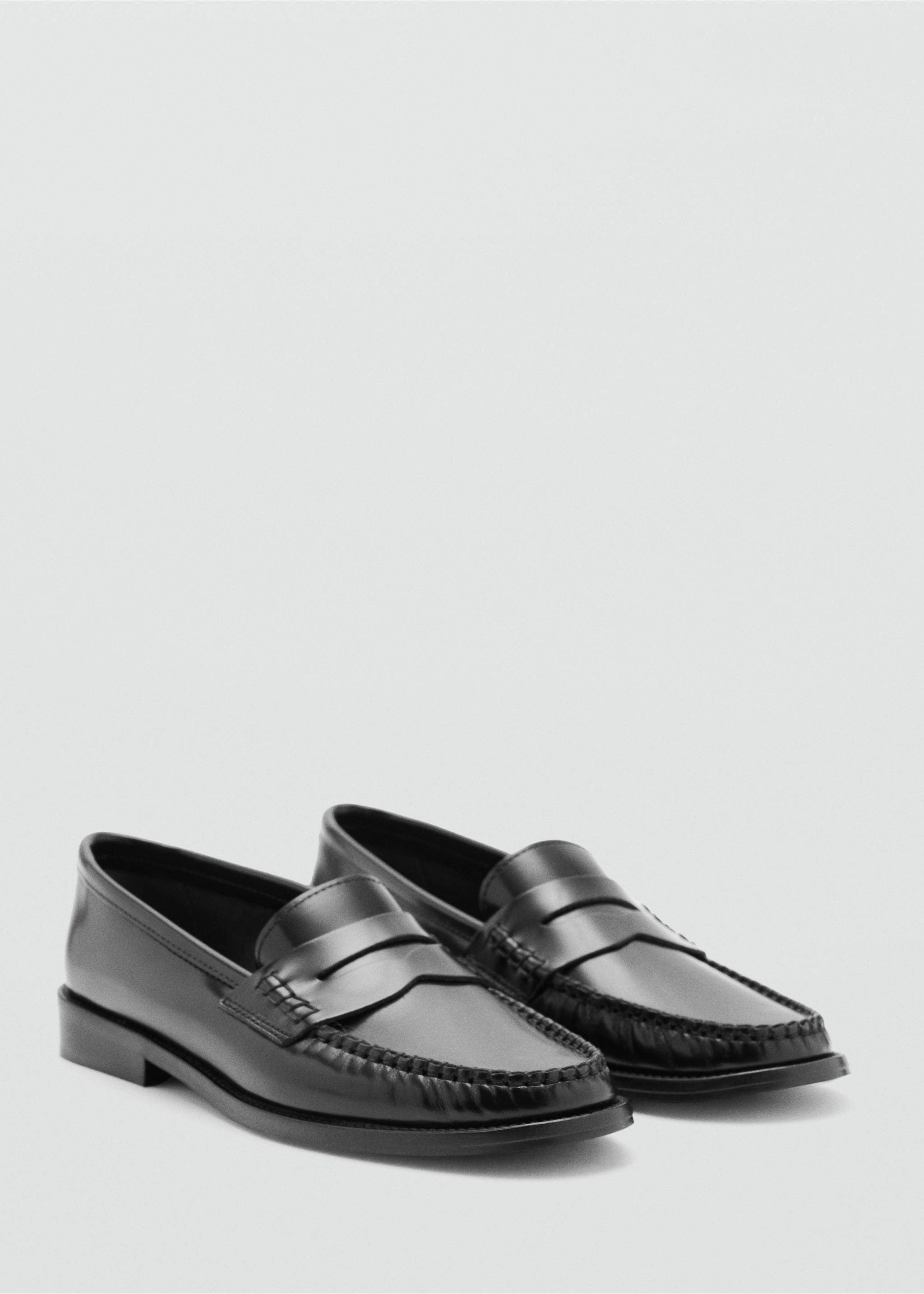 Gathered leather loafer - Medium plane, Black. Ref: 37095148-00.