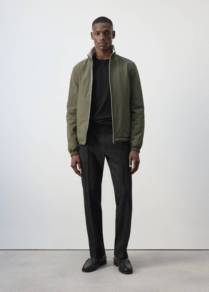 Reversible water-repellent quilted jacket — Khaki