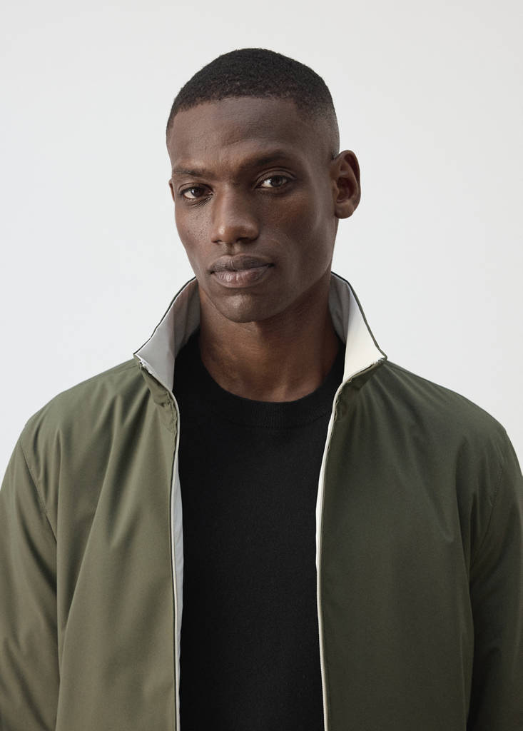 Reversible water-repellent quilted jacket — Khaki
