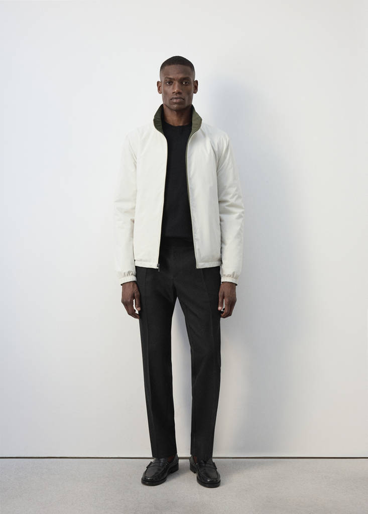 Reversible water-repellent quilted jacket — Khaki