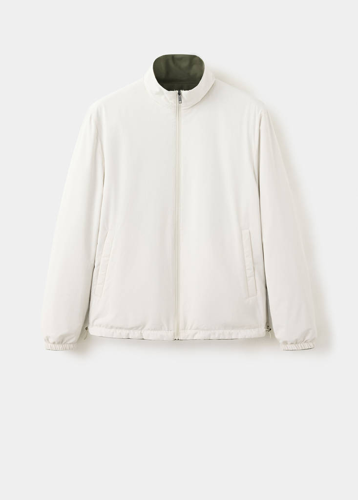 Reversible water-repellent quilted jacket — Khaki