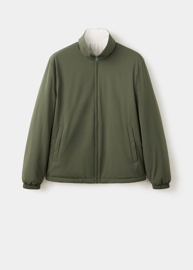 Reversible water-repellent quilted jacket — Khaki