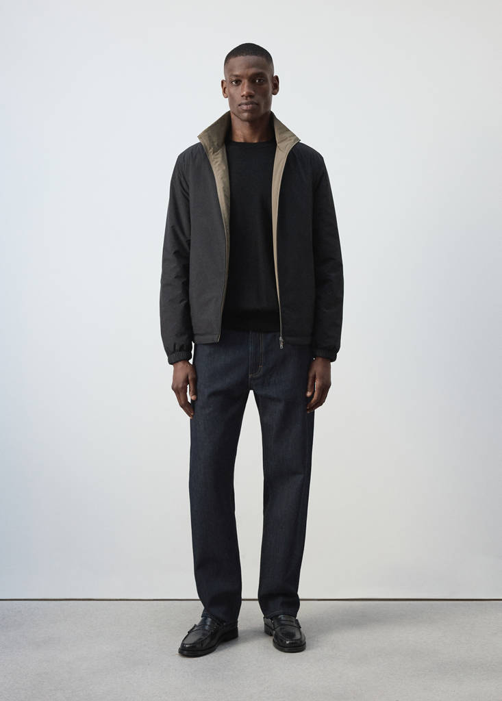 Reversible water-repellent quilted jacket — Black