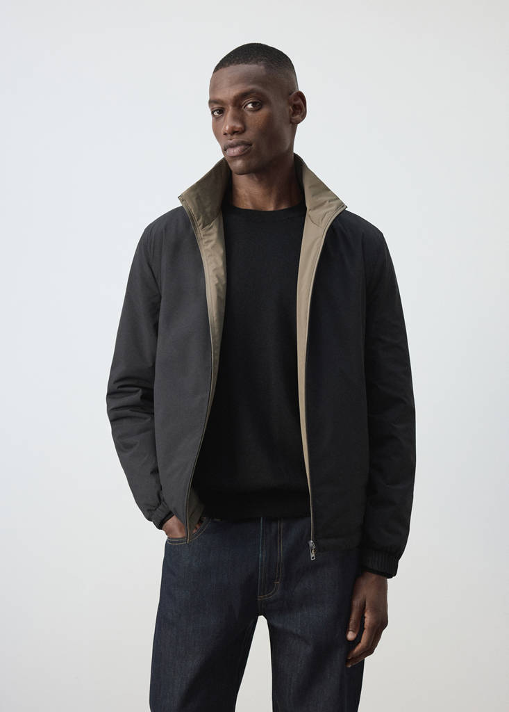 Reversible water-repellent quilted jacket — Black