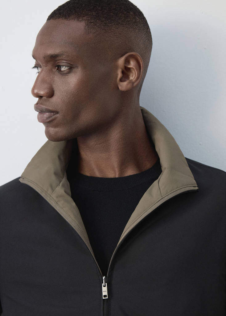Reversible water-repellent quilted jacket — Black