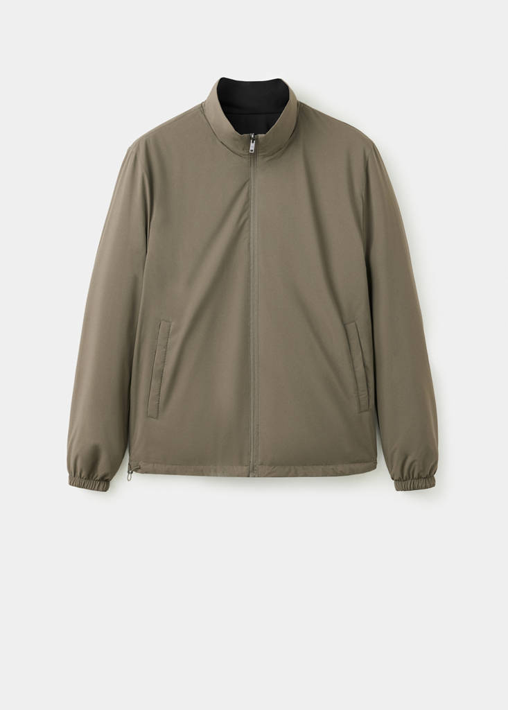 Reversible water-repellent quilted jacket — Black
