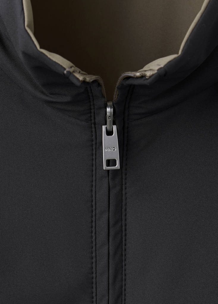 Reversible water-repellent quilted jacket — Black