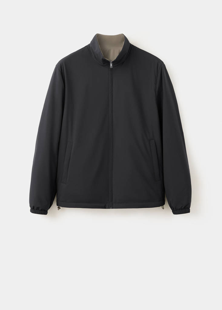 Reversible water-repellent quilted jacket — Black