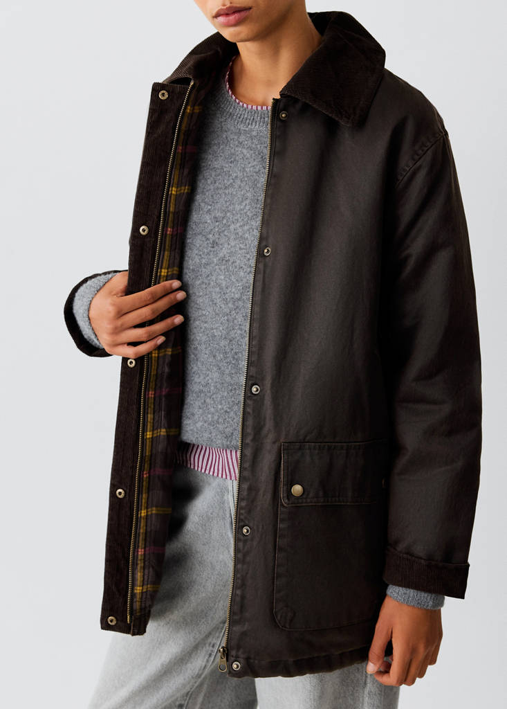 Oversized parka with corduroy collar — Chocolate