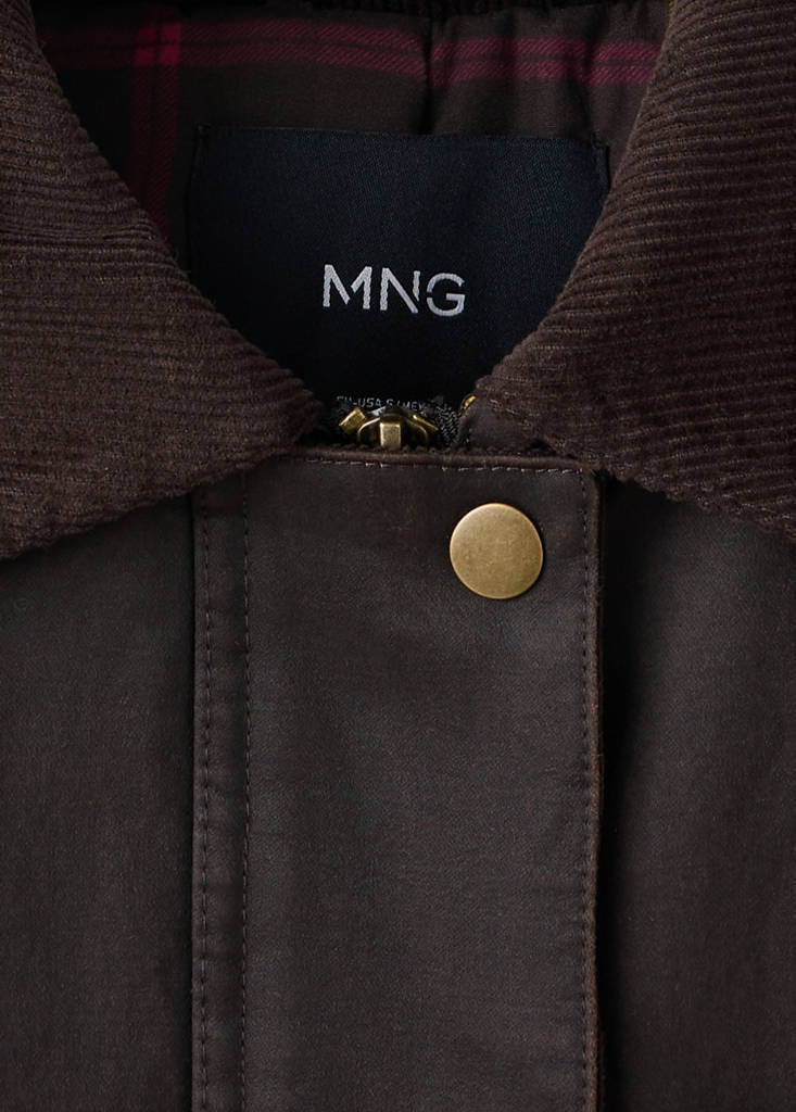 Oversized parka with corduroy collar — Chocolate
