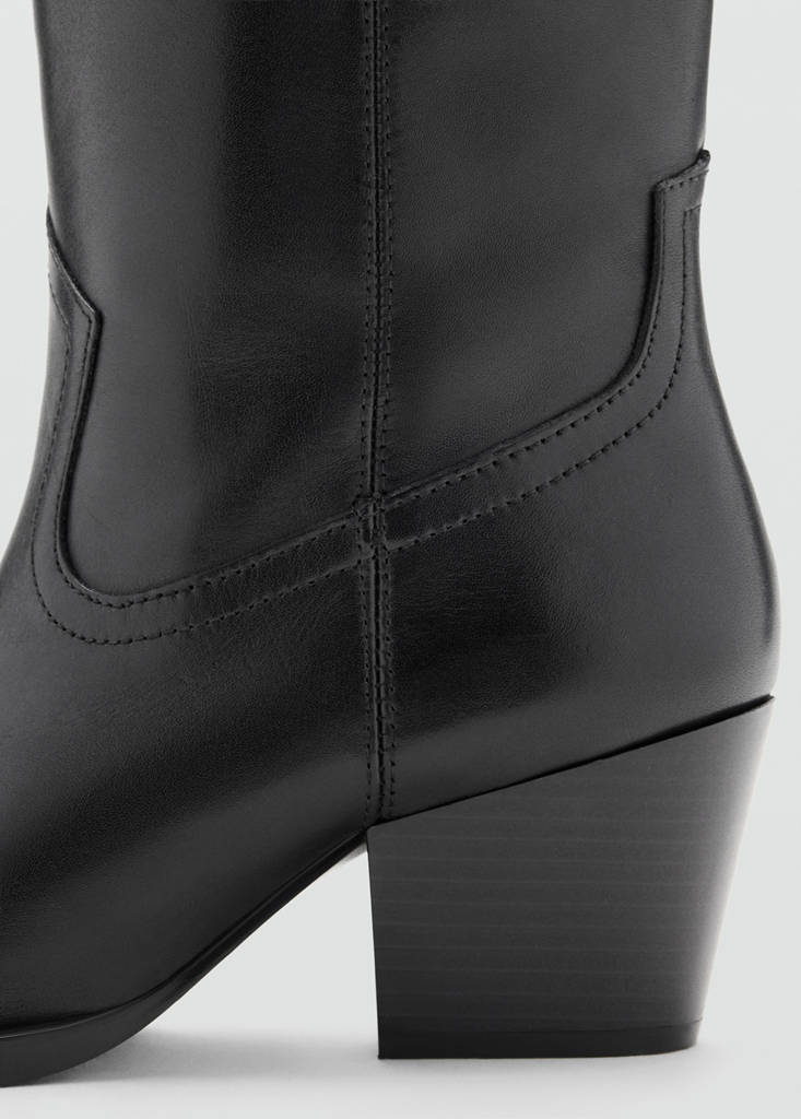 Leather block-heel boots — Black
