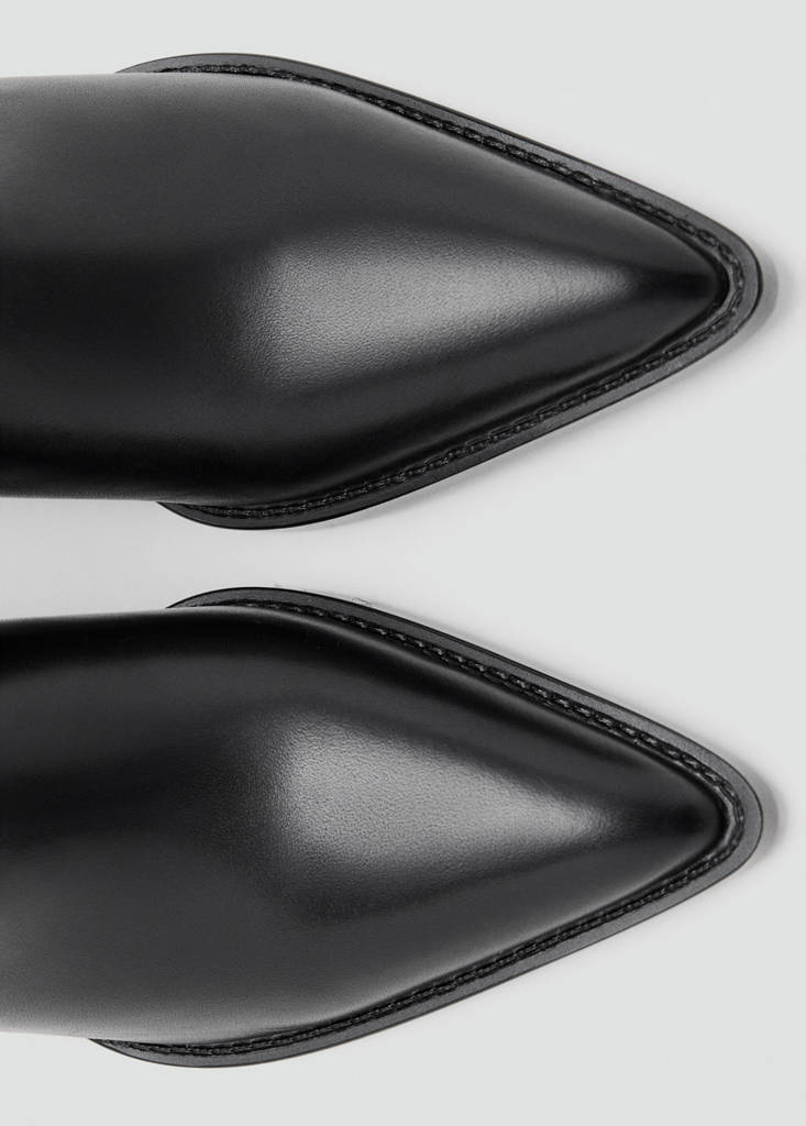 Leather block-heel boots — Black