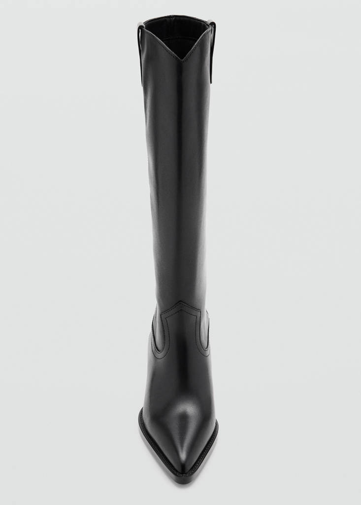 Leather block-heel boots — Black