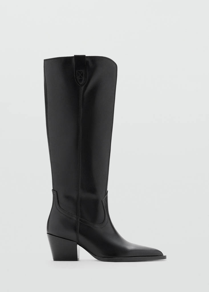 Leather block-heel boots — Black