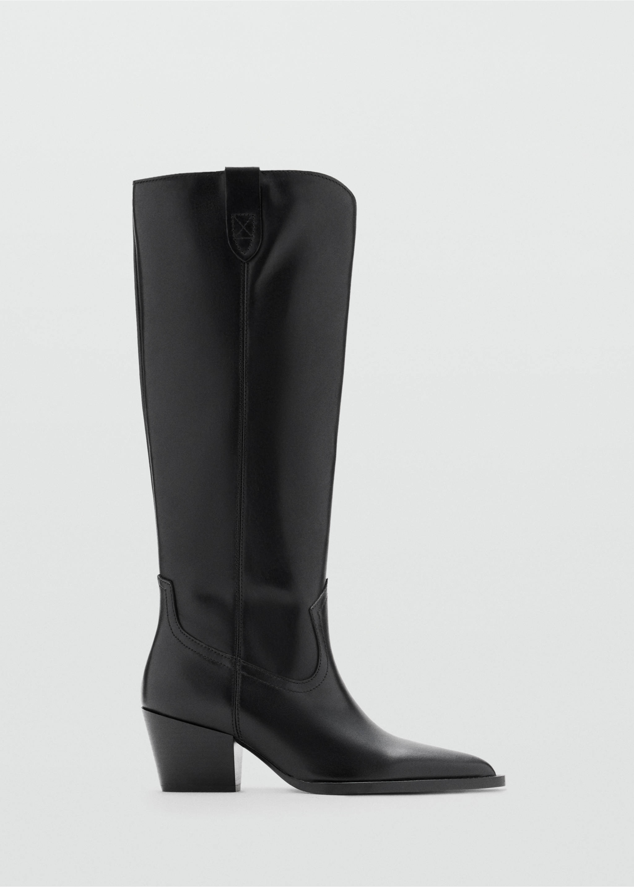Bottes cuir talon bloc - Article sans modèle, Noir. Ref: 37095152-00.