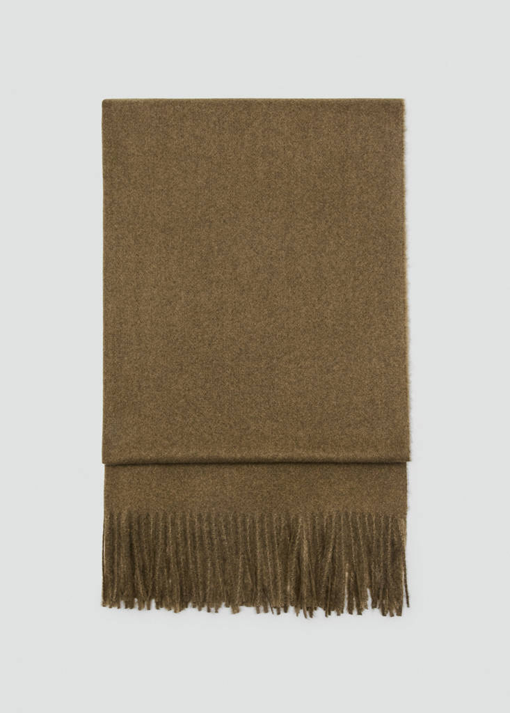 Fringed edge scarf — Khaki