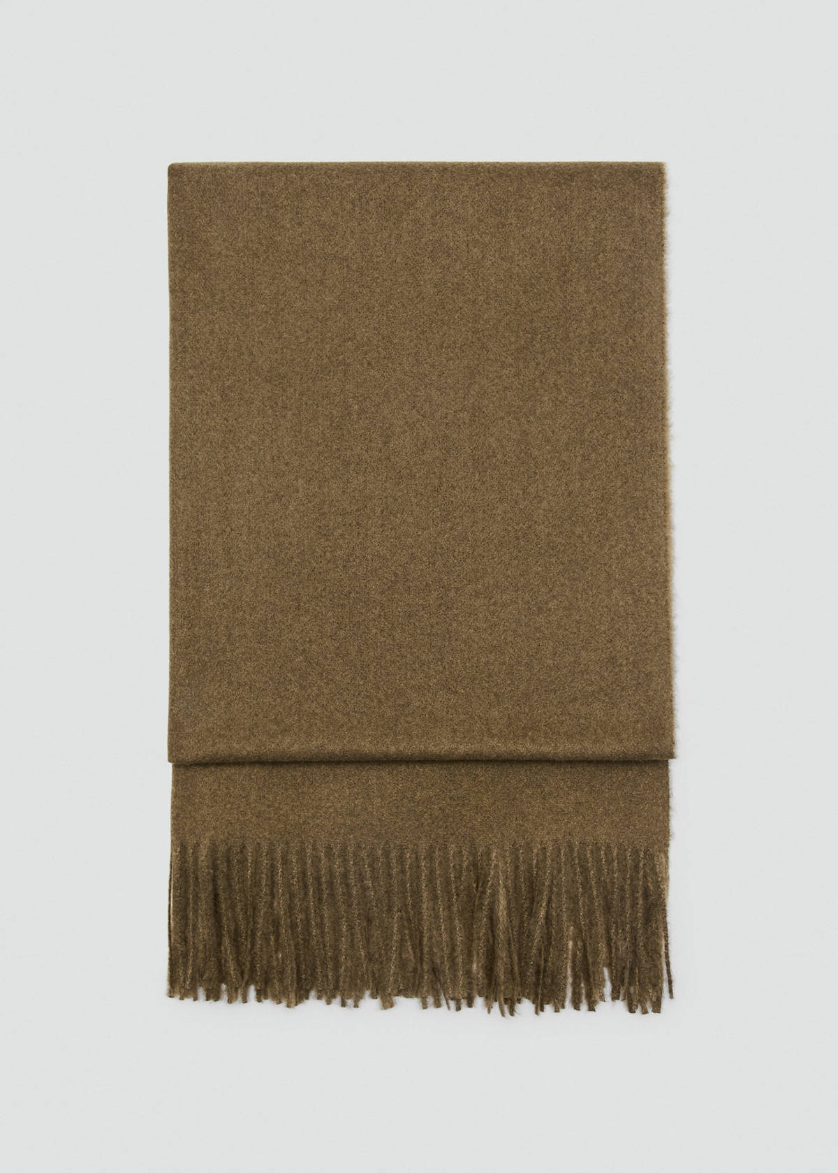 Fringed edge scarf — Khaki
