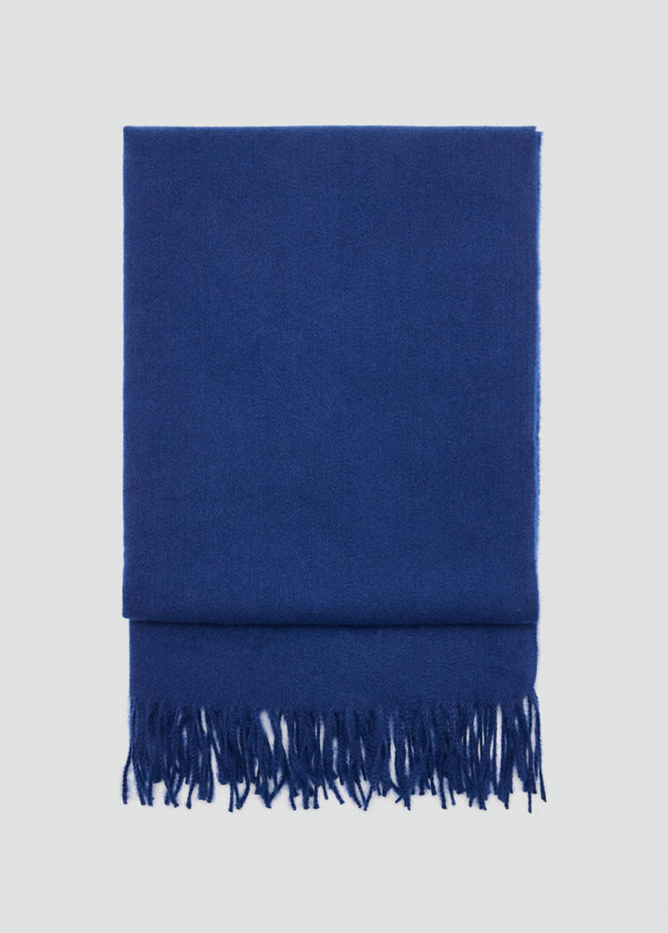 Fringed edge scarf — Blue