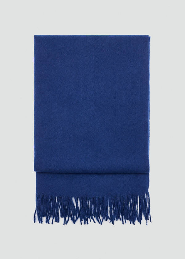 Fringed edge scarf — Blue