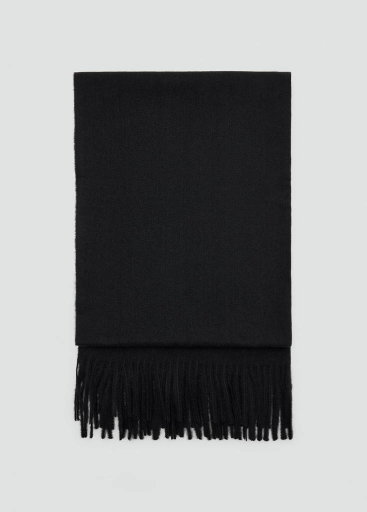 Fringed edge scarf — Black
