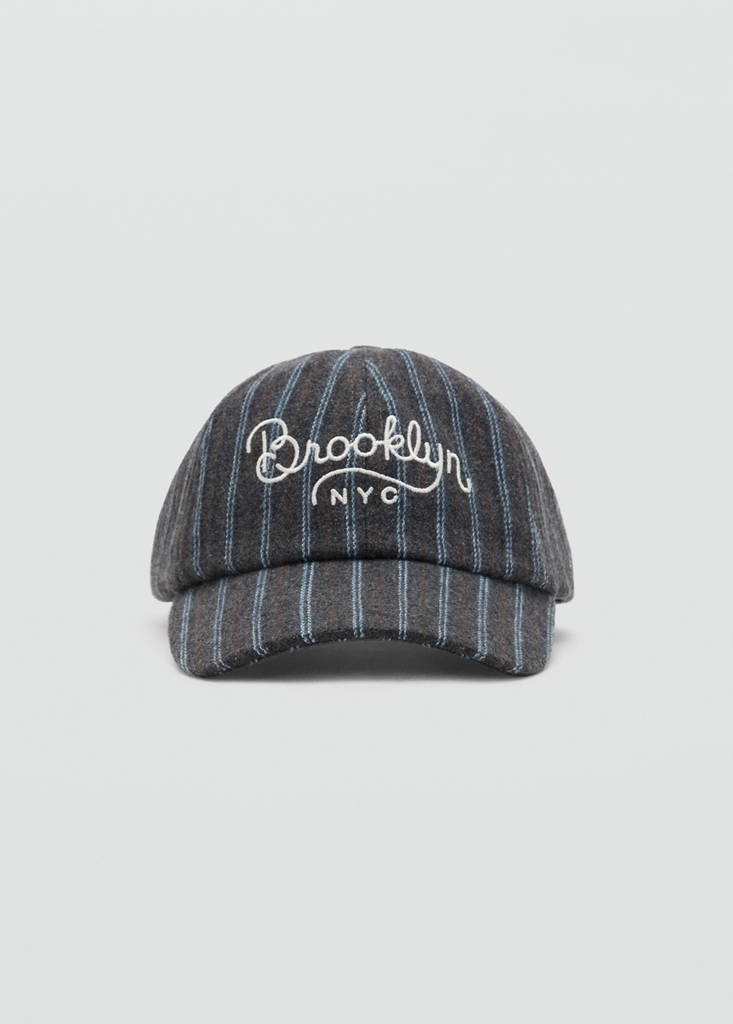 Striped wool blend cap — Grey