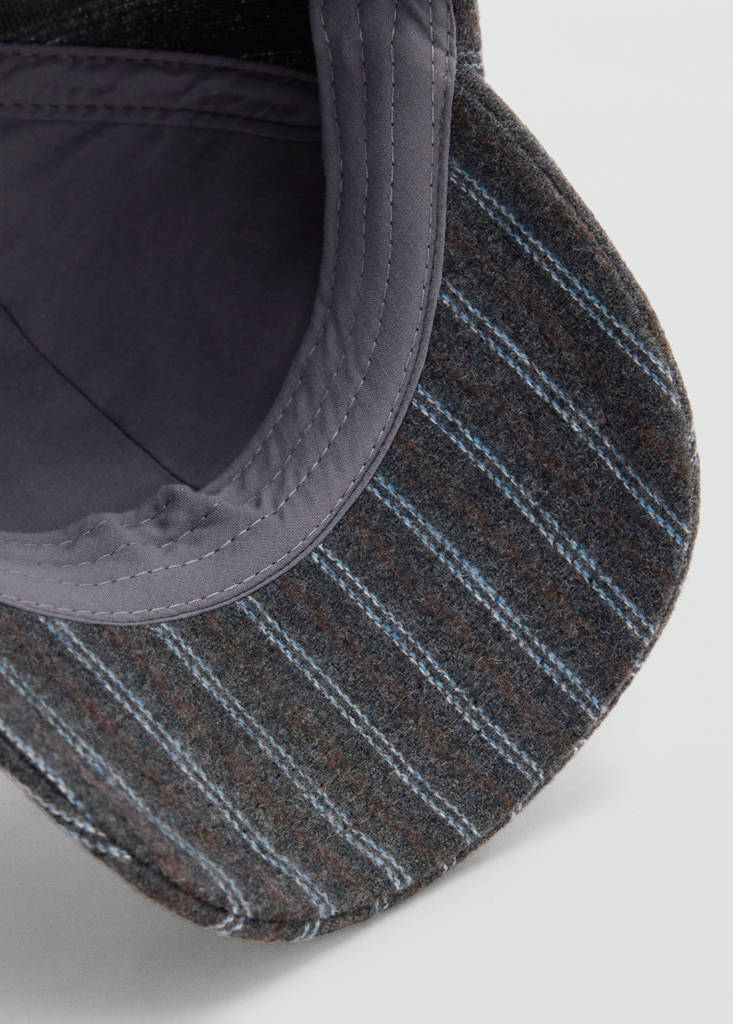 Striped wool blend cap — Grey