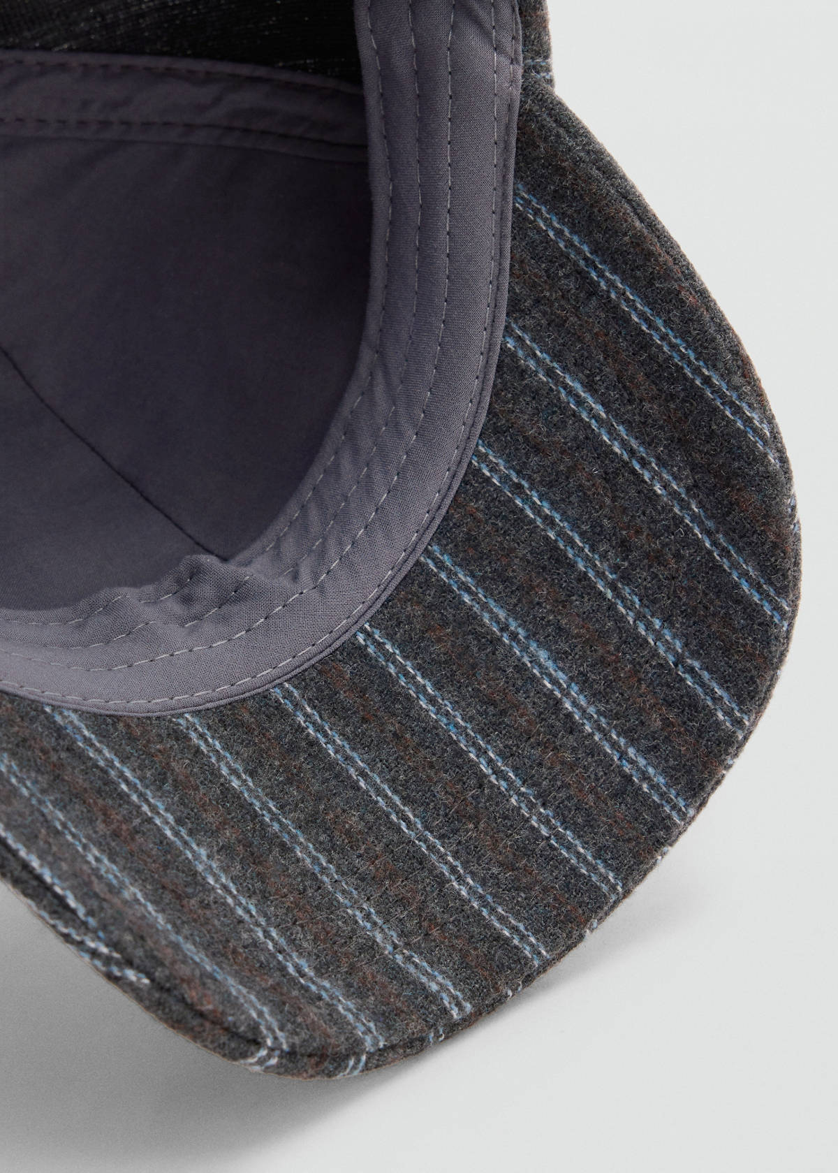 Striped wool blend cap — Grey