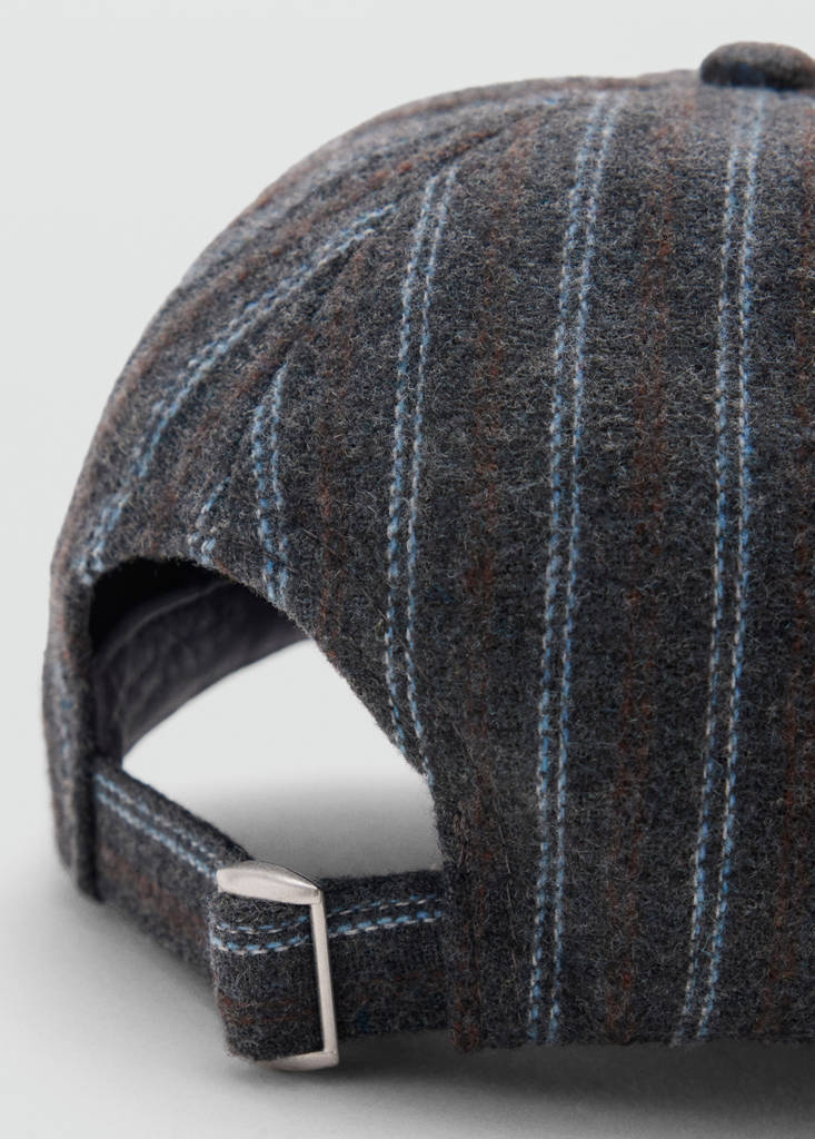 Striped wool blend cap — Grey