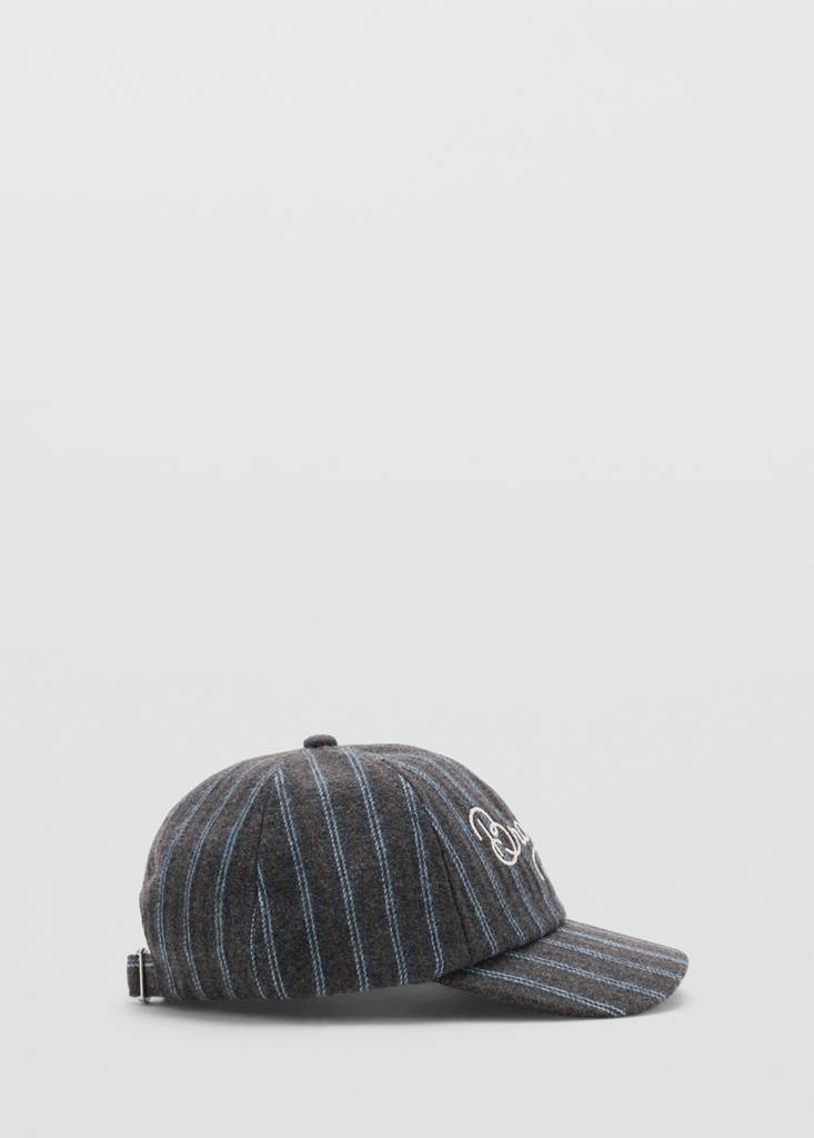 Striped wool blend cap — Grey