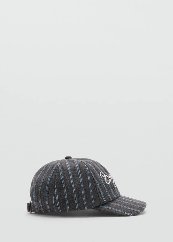 Striped wool blend cap — Grey